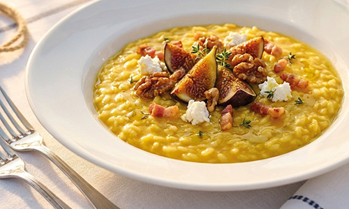 Safran-Risotto mit Feigen und Walnüssen