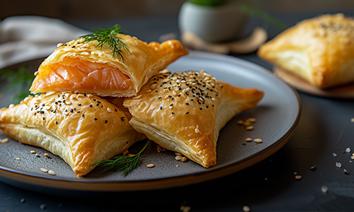 Bild von Blätterteigtaschen mit Lachs